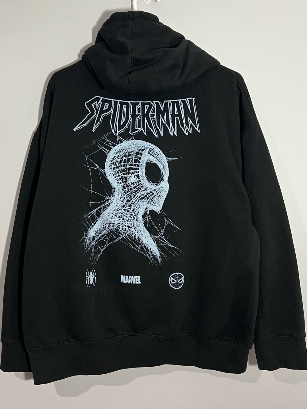 CVLA x Marvel Spider-Man Black White Pullover Sweatshirt Hoodie Mens XL